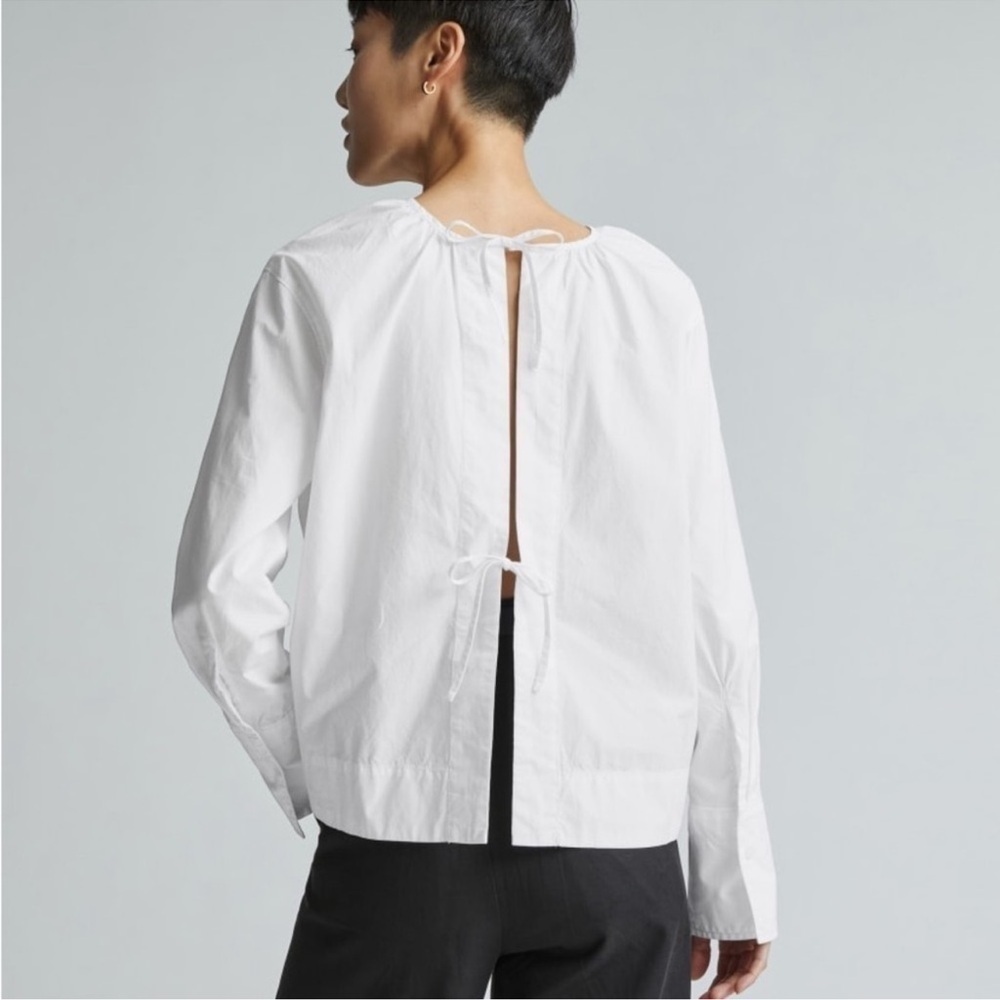 Everlane The Poplin Breeze Shirt tie back top minimalist nautical coastal sz xs